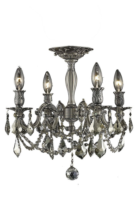 Elegant Lighting 9204F17PW-GT/RC Four Light Flush Mount, Pewter