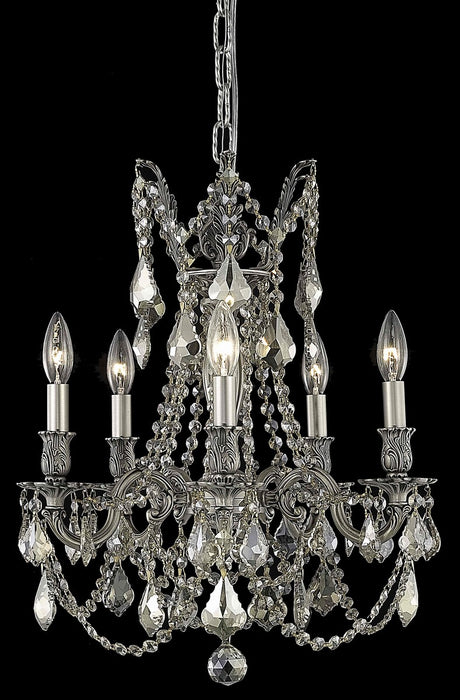 Elegant Lighting 9205D18PW-GT/RC Five Light Pendant, Pewter