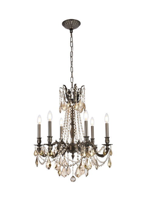 Elegant Lighting 9206D23PW-GT/RC Six Light Chandelier, Pewter