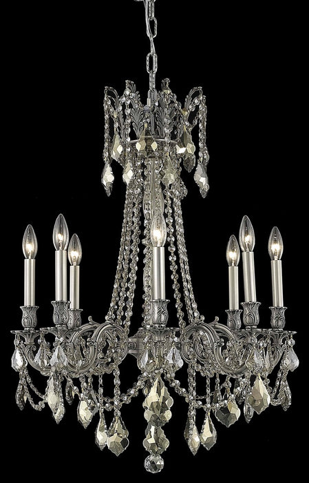 Elegant Lighting 9208D24PW-GT/RC Eight Light Chandelier, Pewter