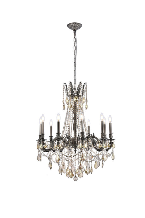 Elegant Lighting 9210D28PW-GT/RC Ten Light Chandelier, Pewter