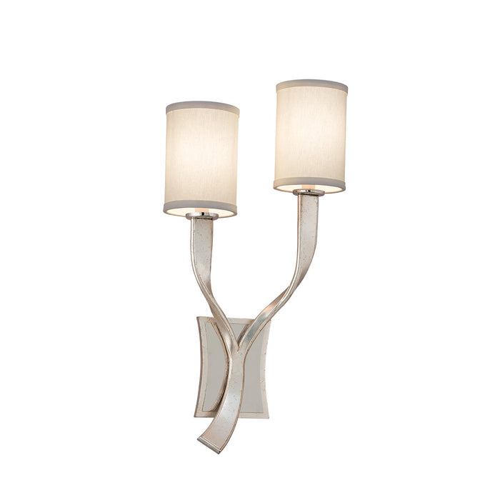 Corbett Lighting 158-12-SL/SS Two Light Wall Sconce, Modern Silver Finish With Polished Stainless Accents