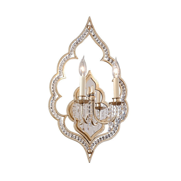 Corbett Lighting 161-12 Two Light Wall Sconce, Silver Leaf With Antique Mist