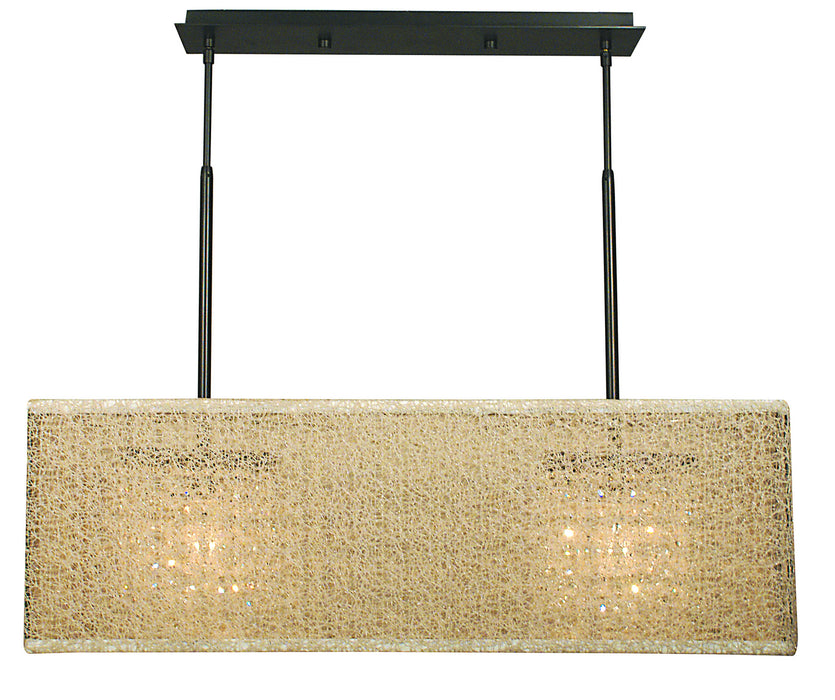 Framburg 2332 MB/CM Two Light Island Chandelier, Mahogany Bronze w/Champagne Mesh Shade