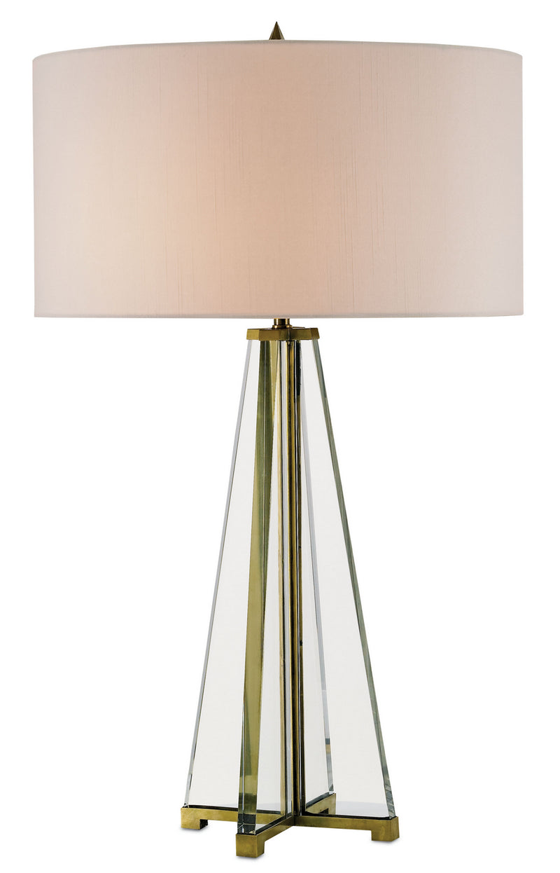 Currey and Company 6557 Two Light Table Lamp, Clear/Brass