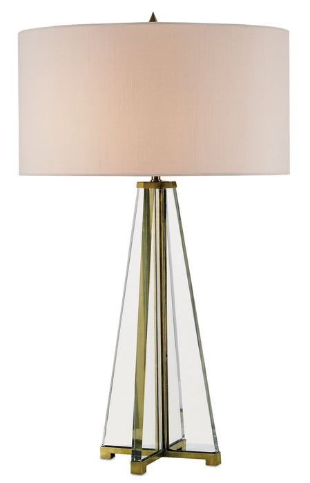 Currey and Company 6557 Two Light Table Lamp, Clear/Brass