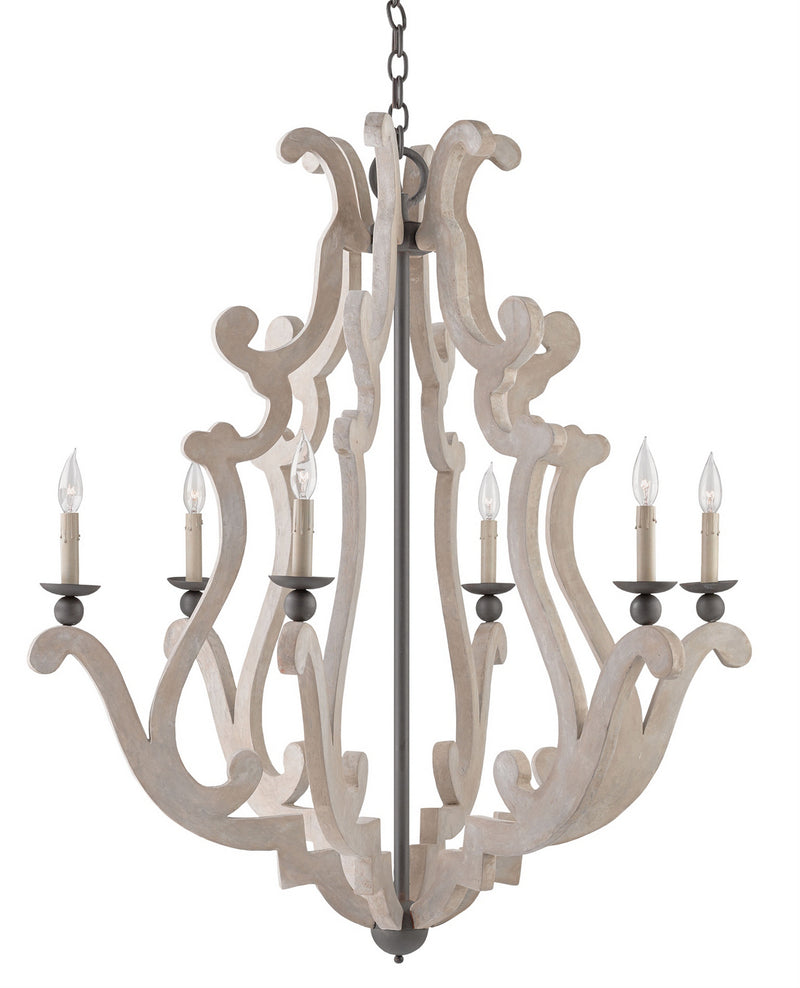 Currey and Company 9636 Six Light Chandelier, Portland/Old Iron