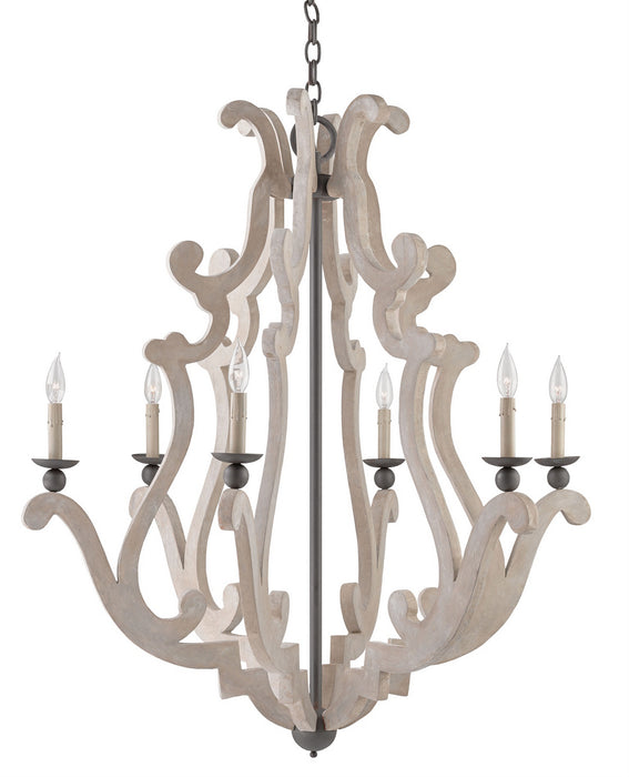 Currey and Company 9636 Six Light Chandelier, Portland/Old Iron