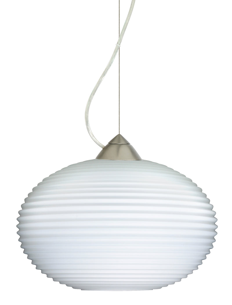Besa 1KX-491307-SN One Light Pendant, Satin Nickel