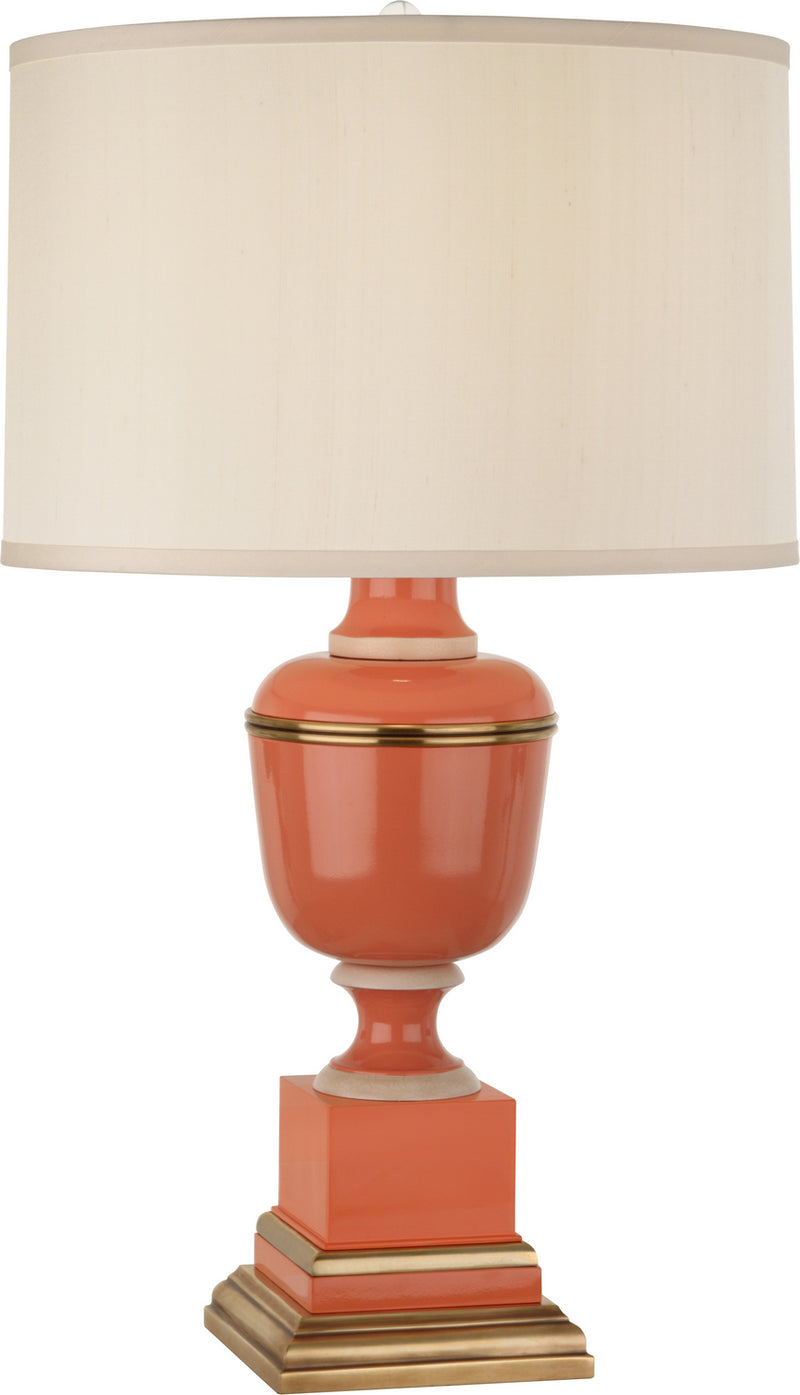 Robert Abbey 2600X One Light Table Lamp, Tangerine Lacquered Paint w/Natural Brass/Ivory Crackle