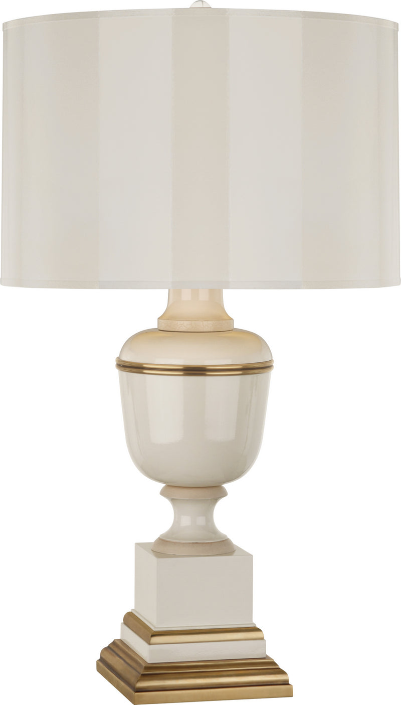 Robert Abbey 2601 One Light Table Lamp, Ivory Lacquered Paint w/Natural Brass/Ivory Crackle