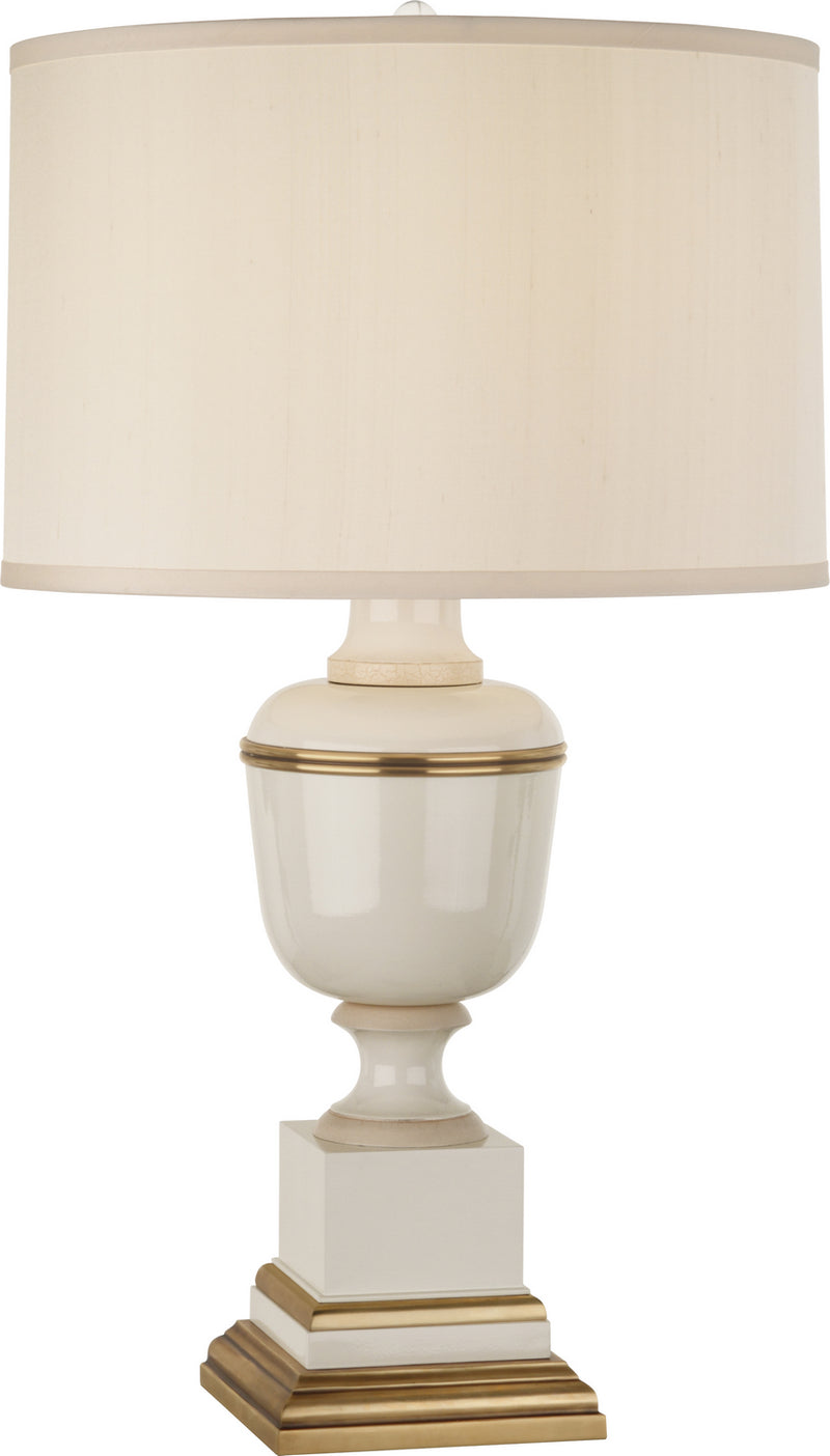 Robert Abbey 2601X One Light Table Lamp, Ivory Lacquered Paint w/Natural Brass/Ivory Crackle