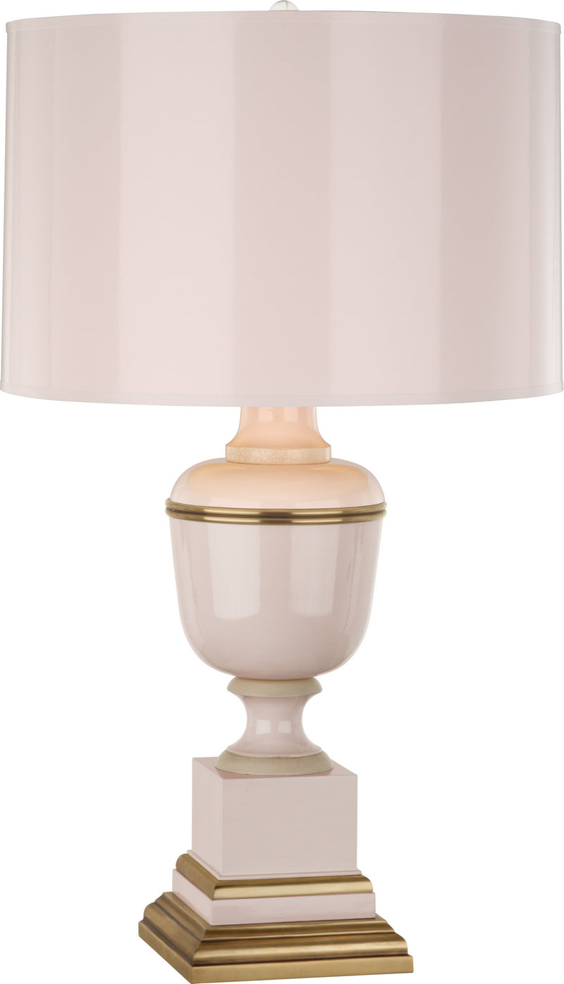 Robert Abbey 2602 One Light Table Lamp, Blush Lacquered Paint w/Natural Brass/Ivory Crackle