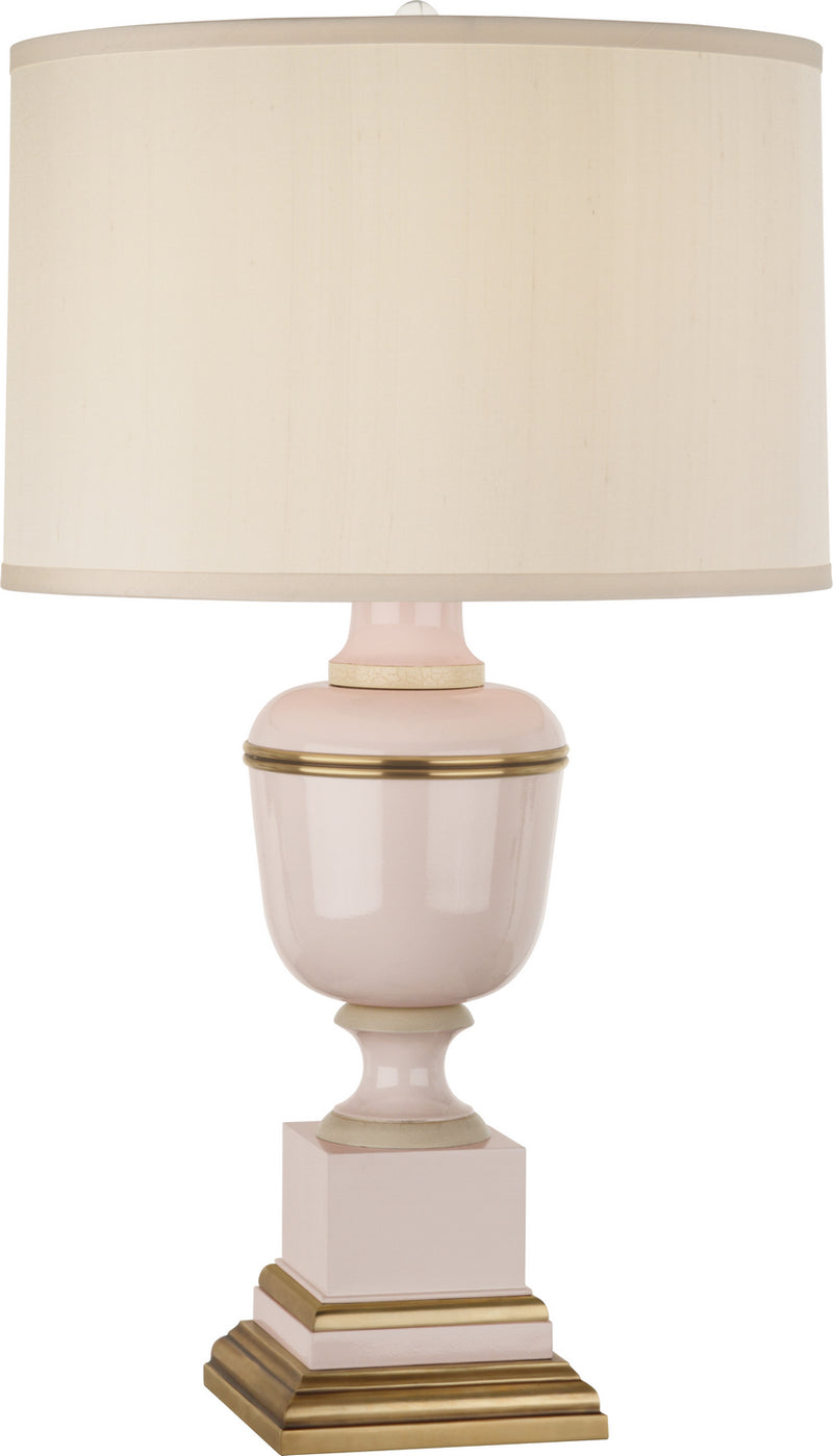 Robert Abbey 2602X One Light Table Lamp, Blush Lacquered Paint w/Natural Brass/Ivory Crackle