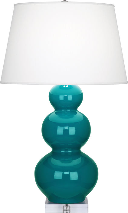 Robert Abbey A363X One Light Table Lamp, Peacock Glazed Ceramic w/Lucite