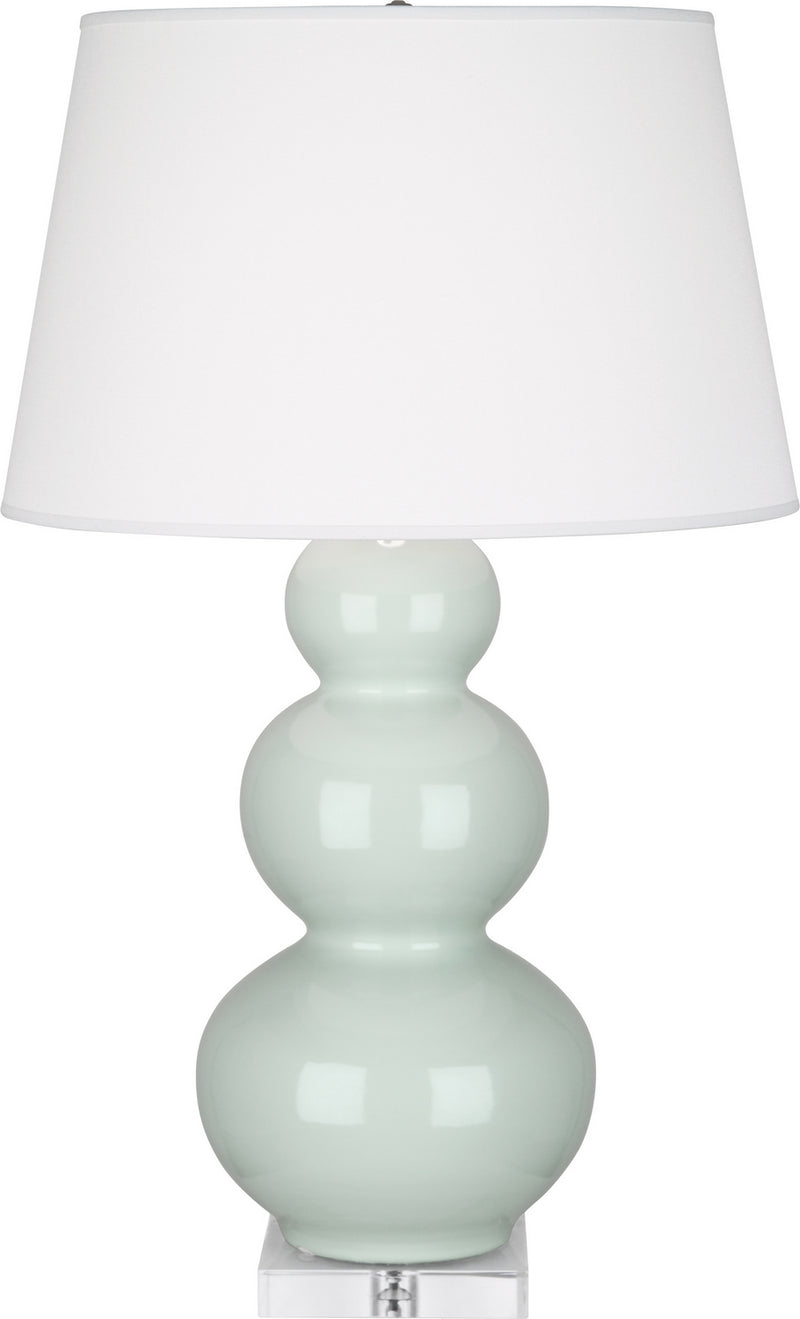 Robert Abbey A371X One Light Table Lamp, Celadon Glazed Ceramic w/Lucite