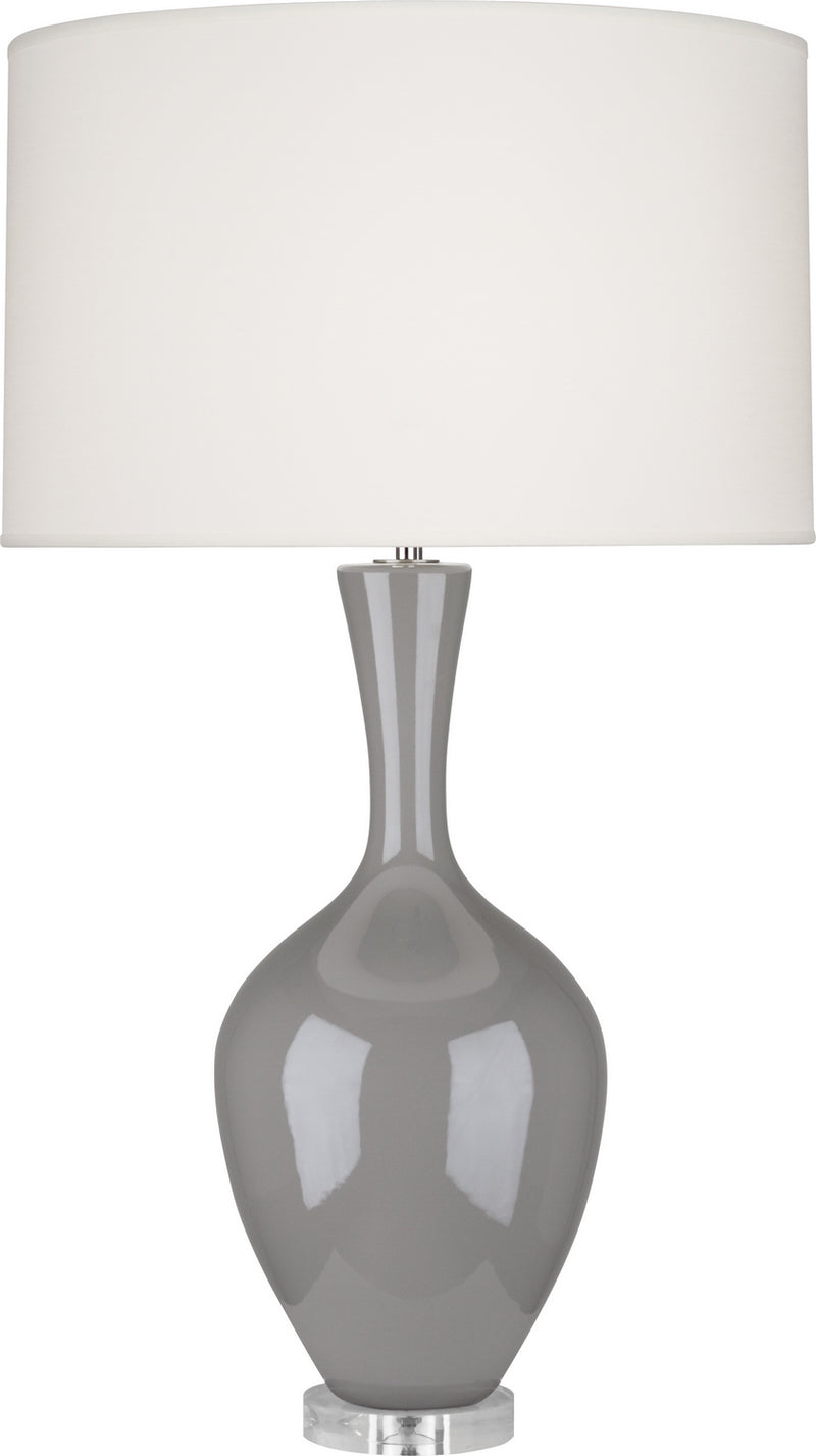 Robert Abbey ST980 One Light Table Lamp, Smokey Taupe Glazed Ceramic