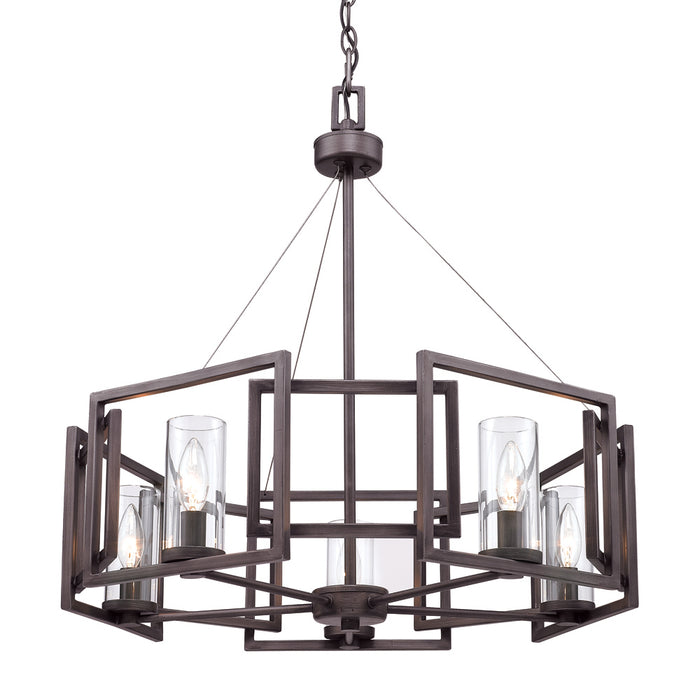 Golden 6068-5 GMT Five Light Chandelier, Gunmetal Bronze