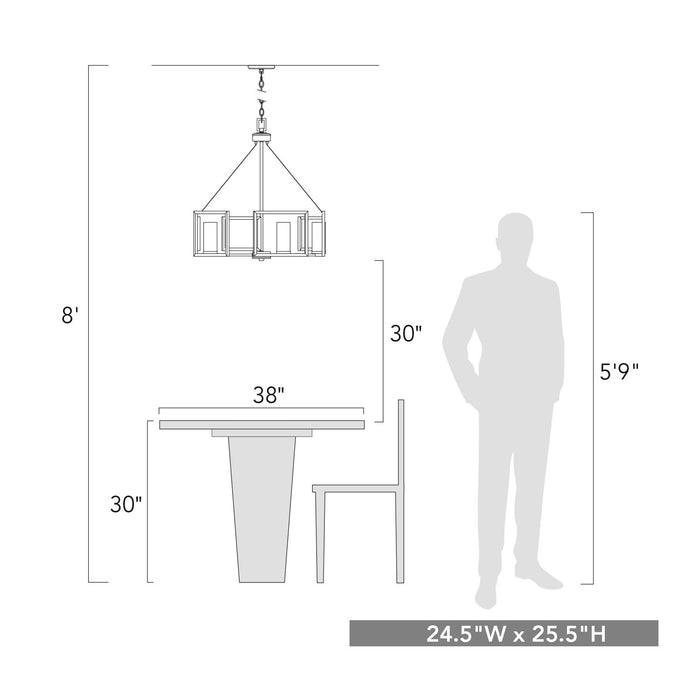 Golden 6068-5 GMT Five Light Chandelier, Gunmetal Bronze