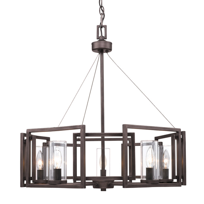 Golden 6068-5 GMT Five Light Chandelier, Gunmetal Bronze