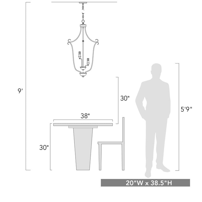Golden 6427-9 RBZ Nine Light Foyer Pendant, Rubbed Bronze