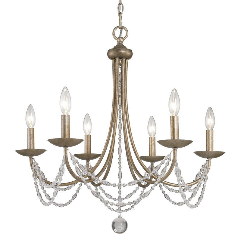 Golden 7644-6 GA Six Light Chandelier, Golden Aura
