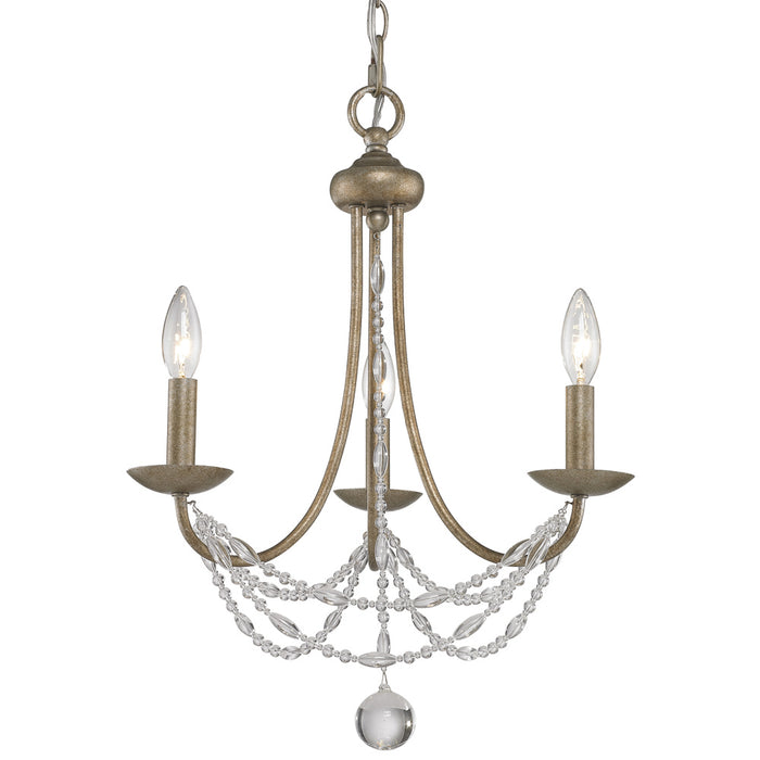 Golden 7644-M3 GA Three Light Mini Chandelier, Golden Aura