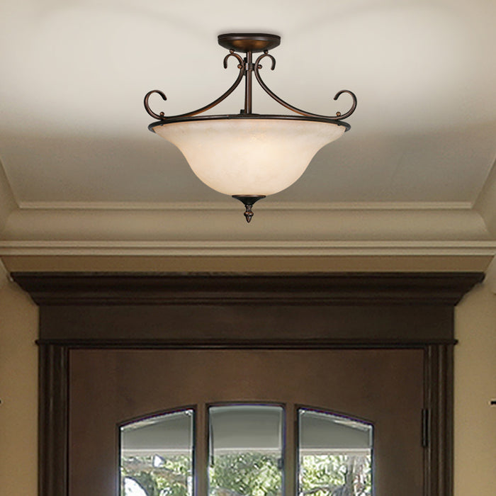Golden 8606-SF RBZ-TEA Three Light Semi-Flush Mount, Rubbed Bronze