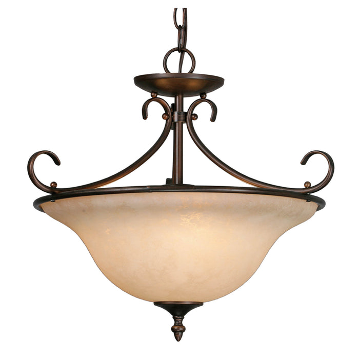 Golden 8606-SF RBZ-TEA Three Light Semi-Flush Mount, Rubbed Bronze