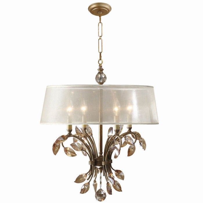 Uttermost 21245 Four Light Chandelier, Burnished Gold Metal