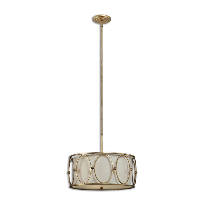 Uttermost 21955 Three Light Pendant, Antiqued Gold Leaf