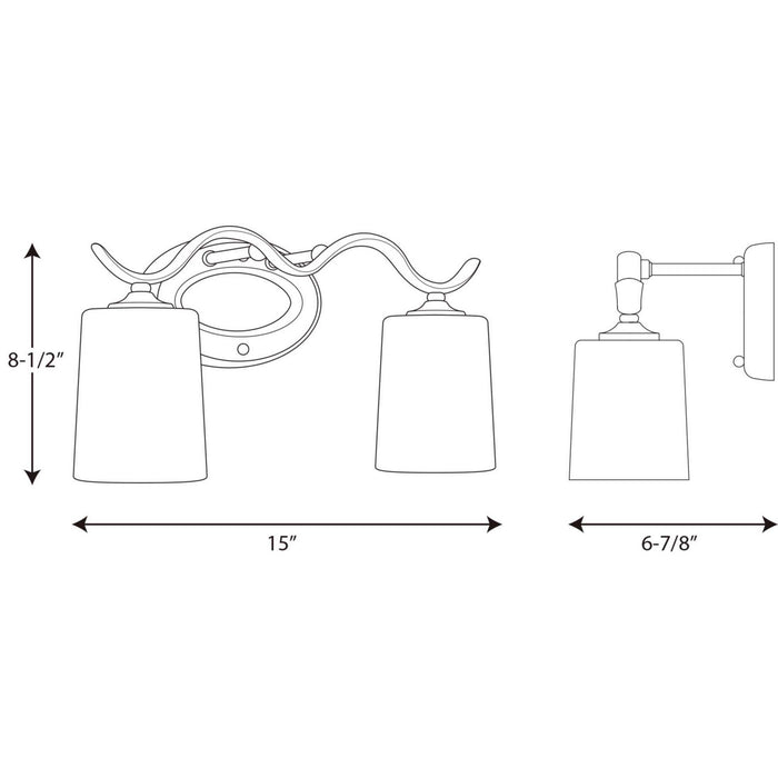 Progress Lighting P2019-20 Two Light Bath Bracket, Antique Bronze
