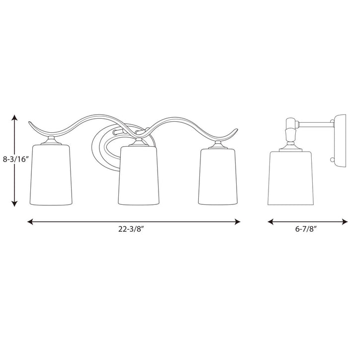 Progress Lighting P2020-20 Three Light Bath Bracket, Antique Bronze