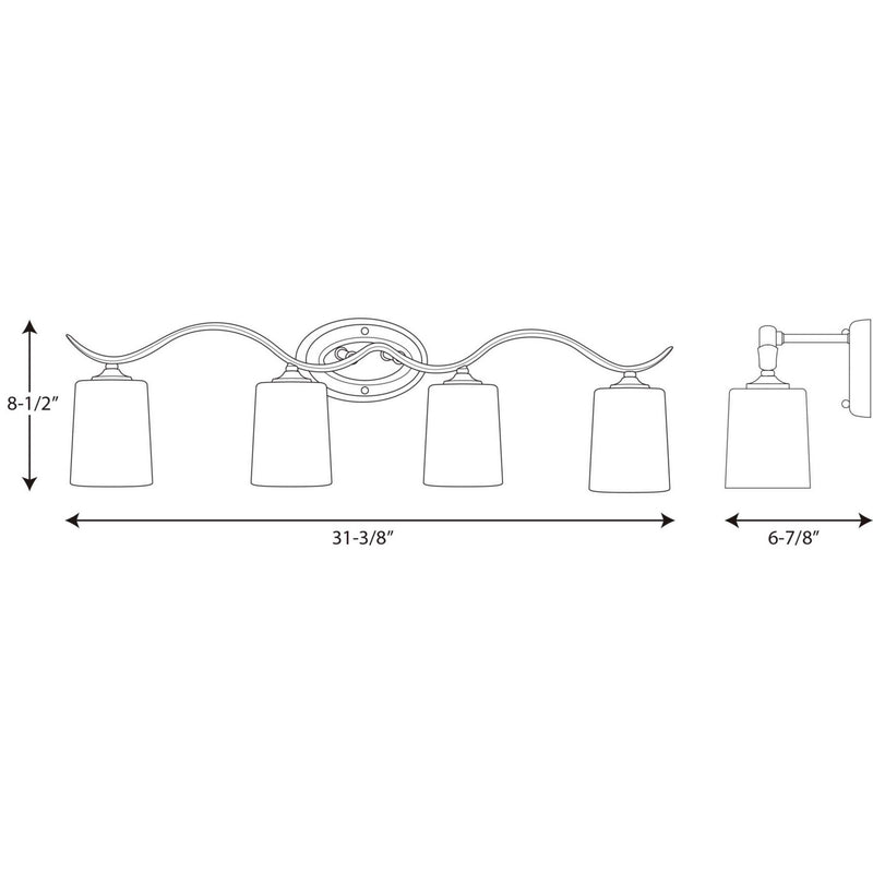Progress Lighting P2021-09 Four Light Bath, Brushed Nickel