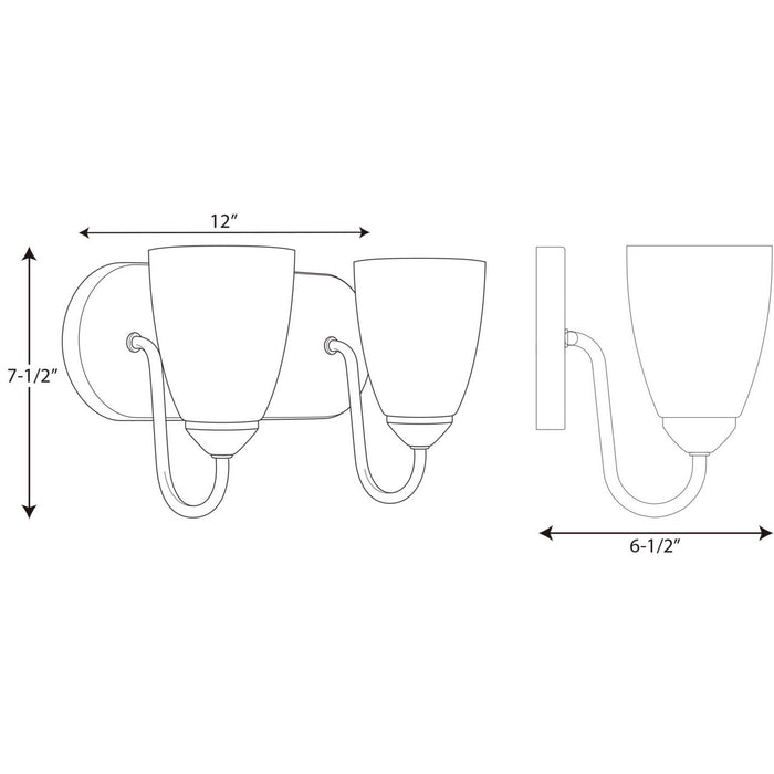 Progress Lighting P2707-09 Two Light Bath, Brushed Nickel