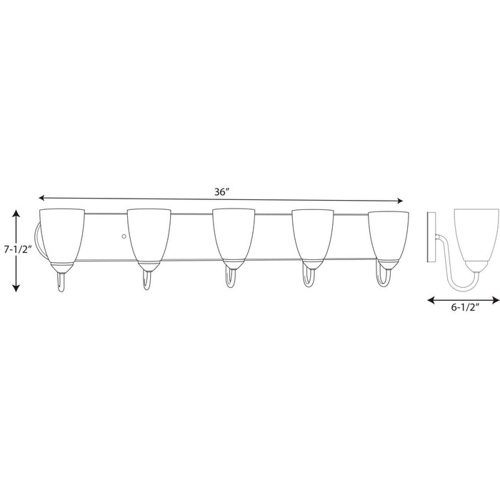 Progress Lighting P2713-09 Five Light Bath, Brushed Nickel