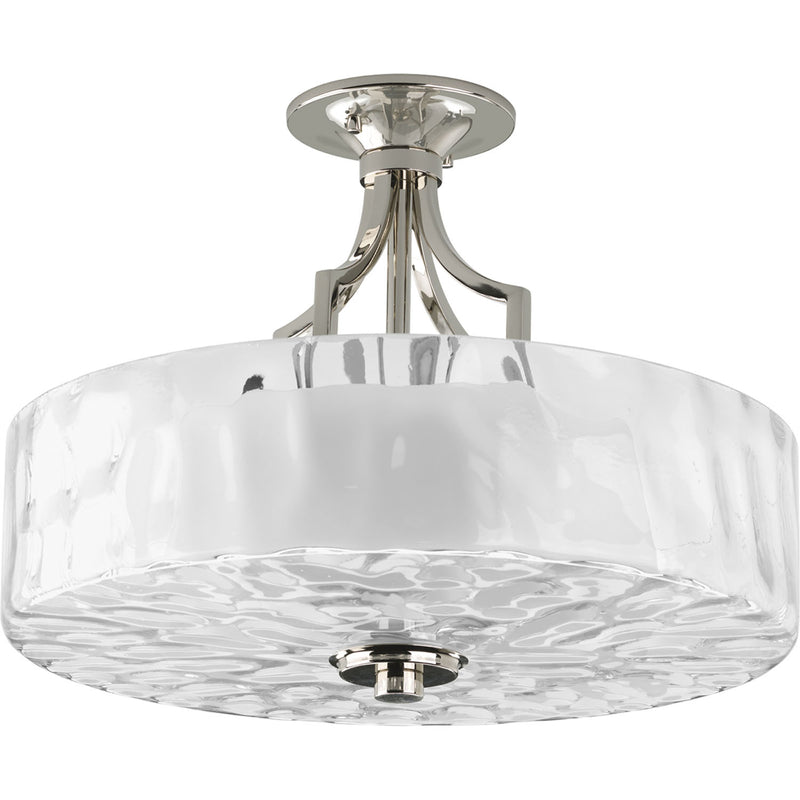 Progress Lighting P3434-104 Two Light Semi-Flush Mount, Polished Nickel