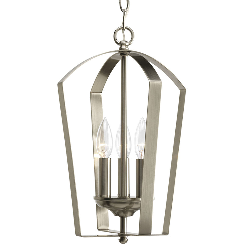 Progress Lighting P3928-09 Three Light Foyer Pendant, Brushed Nickel