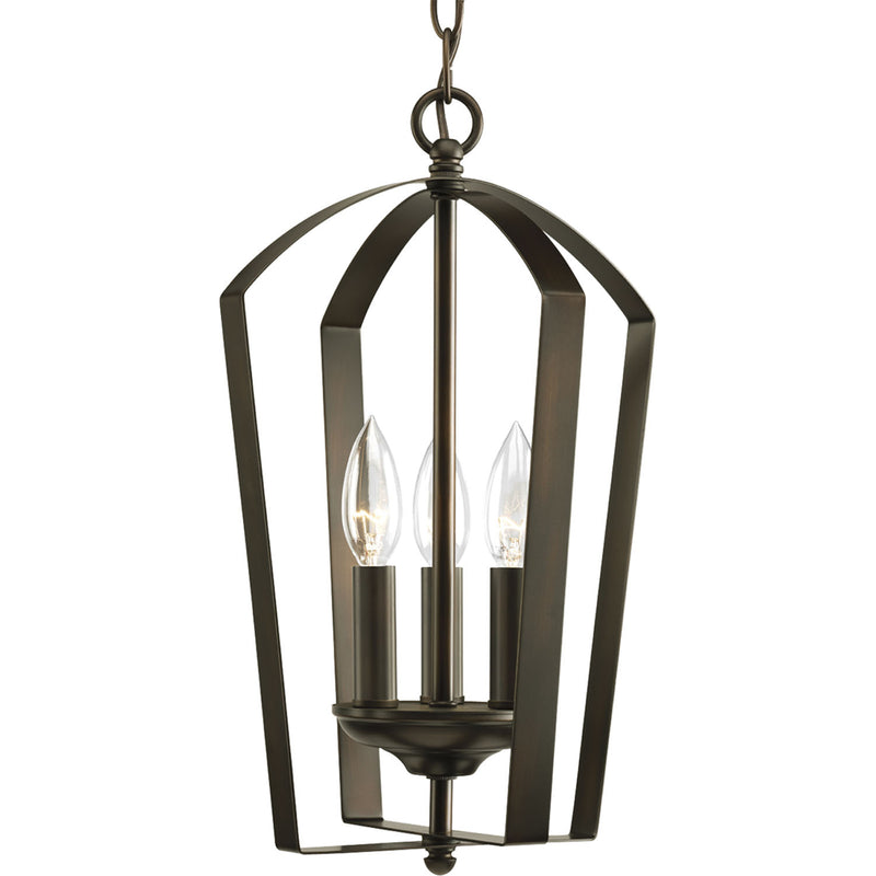 Progress Lighting P3928-20 Three Light Foyer Pendant, Antique Bronze