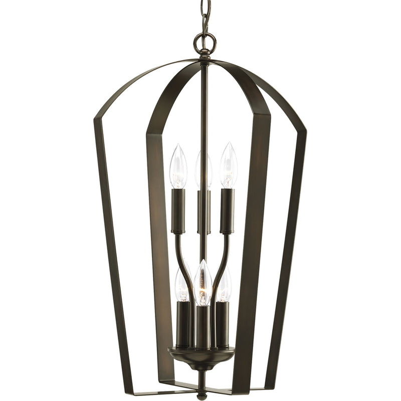 Progress Lighting P3929-20 Six Light Foyer Pendant, Antique Bronze