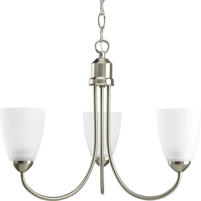 Progress Lighting P4440-09 Three Light Chandelier, Brushed Nickel