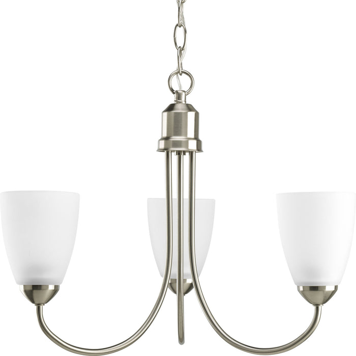 Progress Lighting P4440-09 Three Light Chandelier, Brushed Nickel