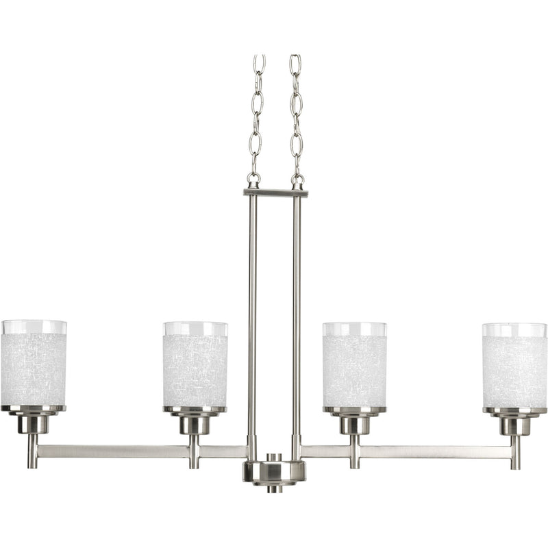 Progress Lighting P4619-09 Four Light Linear Chandelier, Brushed Nickel