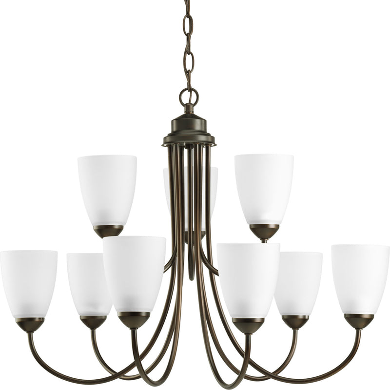Progress Lighting P4627-20 Nine Light Chandelier, Antique Bronze