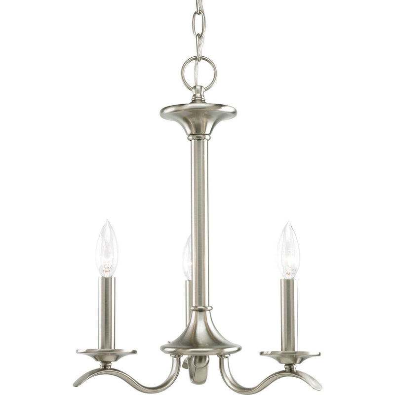 Progress Lighting P4632-09 Three Light Chandelier, Brushed Nickel