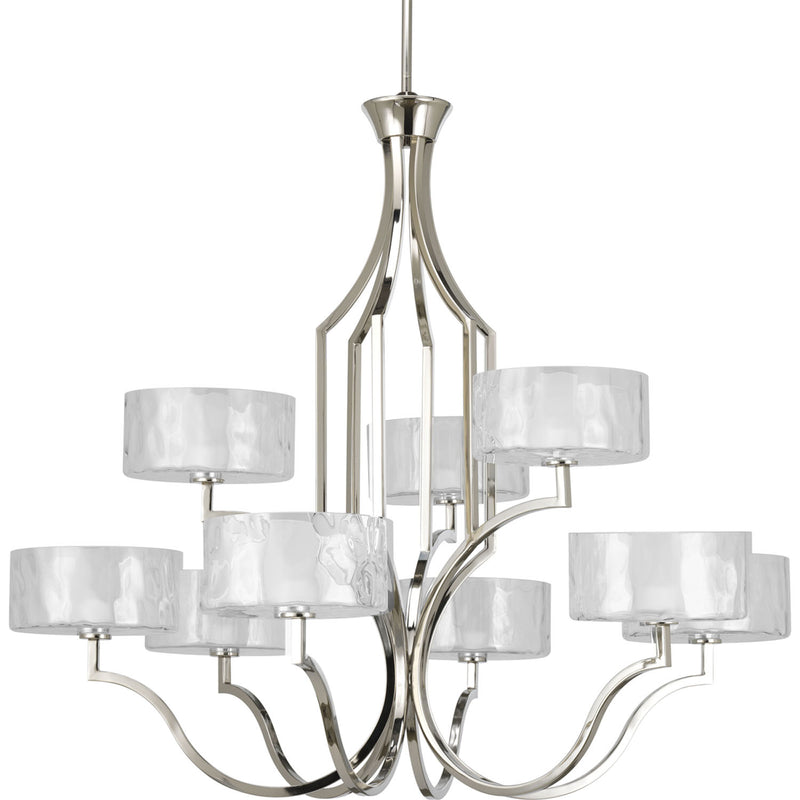 Progress Lighting P4646-104WB Nine Light Chandelier, Polished Nickel
