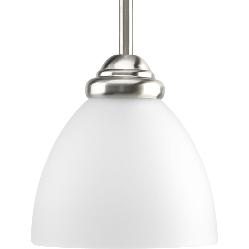 Progress Lighting P5131-09 One Light Pendant, Brushed Nickel