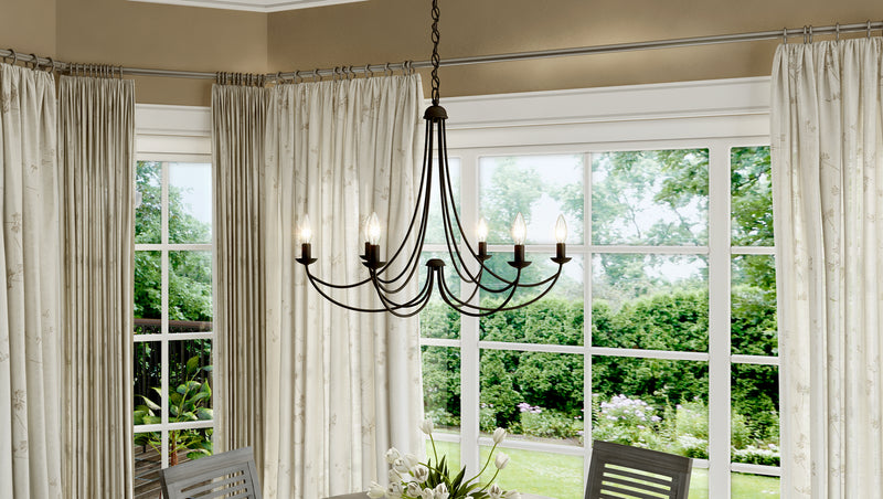 Quoizel MRN5006IB Six Light Chandelier, Imperial Bronze