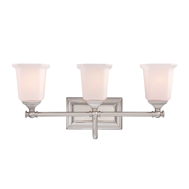 Quoizel NL8603BN Three Light Bath Fixture, Brushed Nickel