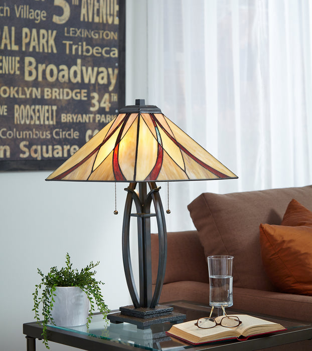 Quoizel TF1180TVA Two Light Table Lamp, Valiant Bronze